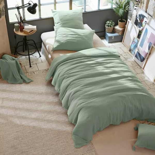 Housse de couette gaze de coton (140 x 200 cm) Ga�a Vert eucalyptus