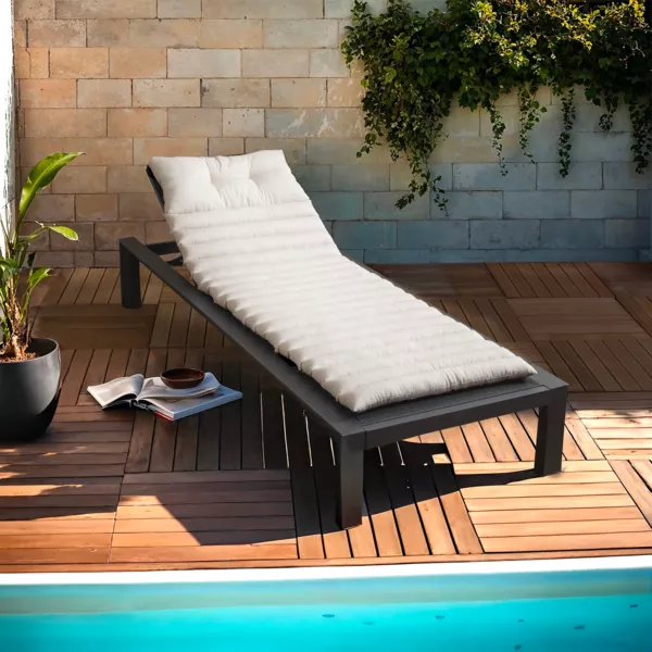 Coussin de transat capitonné (180 x 60 cm) Sunset Ecru