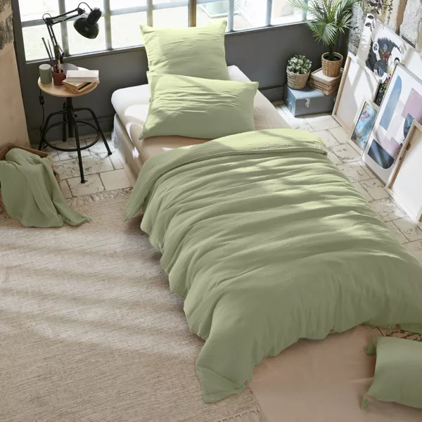 Housse de couette gaze de coton (140 x 200 cm) Ga�a Vert tilleul