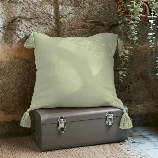 Coussin carr� gaze de coton (40 x 40 cm) Ga�a Vert tilleul