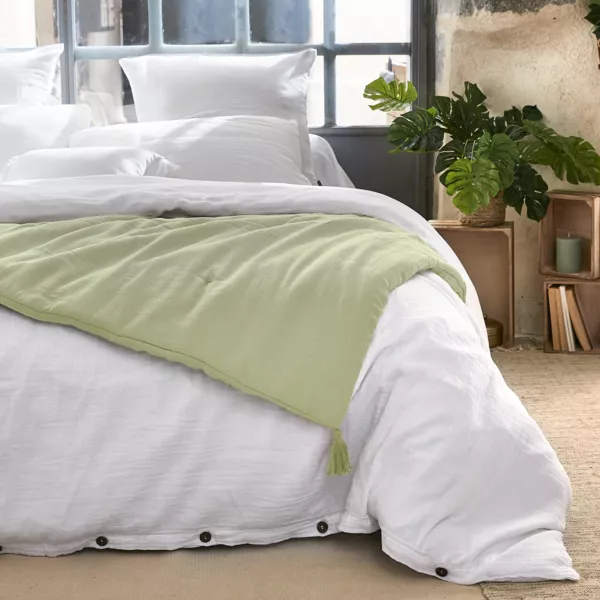 Camino de cama edred�n gaza de algod�n  (90 x 200 cm) Ga�a Verde Tilo