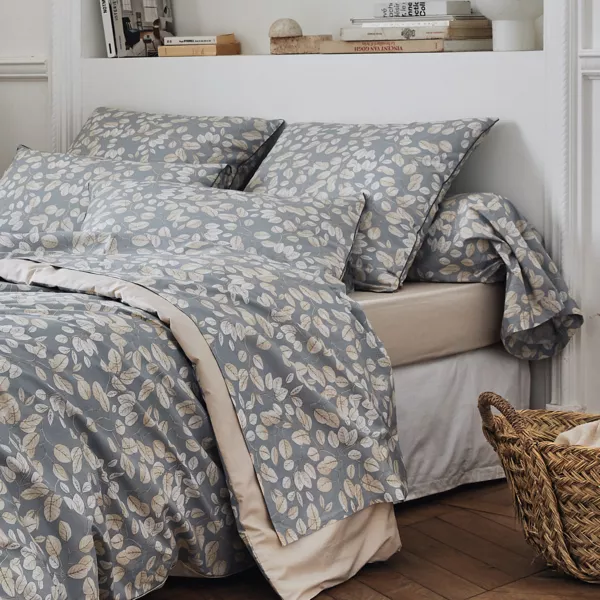 Funda de almohada en percal de algod�n (L200 cm) Lison Gris