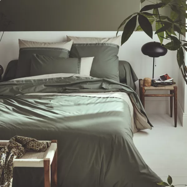 Housse de couette percale de coton (260 x 240 cm) Noa Vert kaki