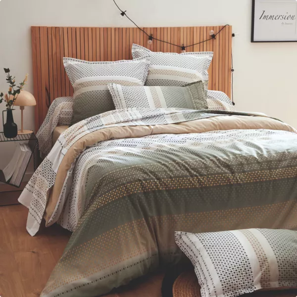 Housse de couette coton (260 x 240 cm) Niagara Vert kaki
