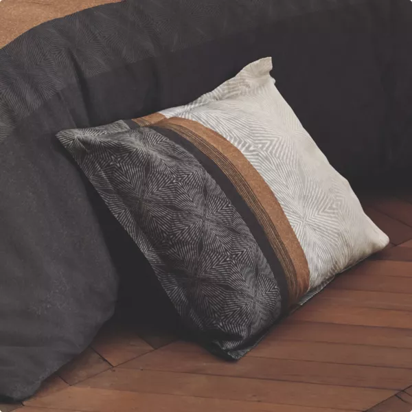 Taie d'oreiller rectangulaire satin de coton (50 x 70 cm) Tiago Noire