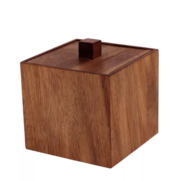 Scatola di cotone in legno d'acacia (H10 cm) Lina Marrone