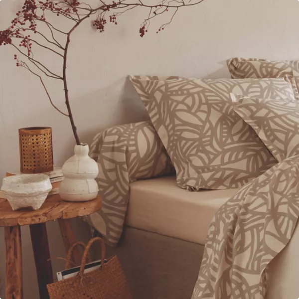 Taie de traversin coton lav� (L200 cm) S�r�na Beige