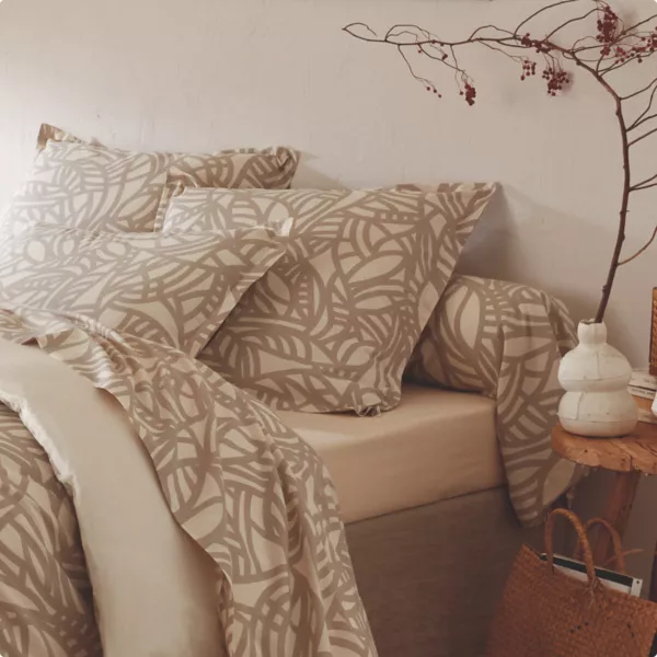 Taie d'oreiller carr�e coton lav� (65 x 65 cm) S�r�na Beige