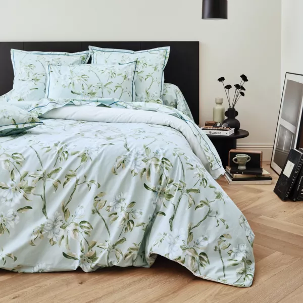 Housse de couette percale de coton (260 x 240 cm) El�na Nil Verte