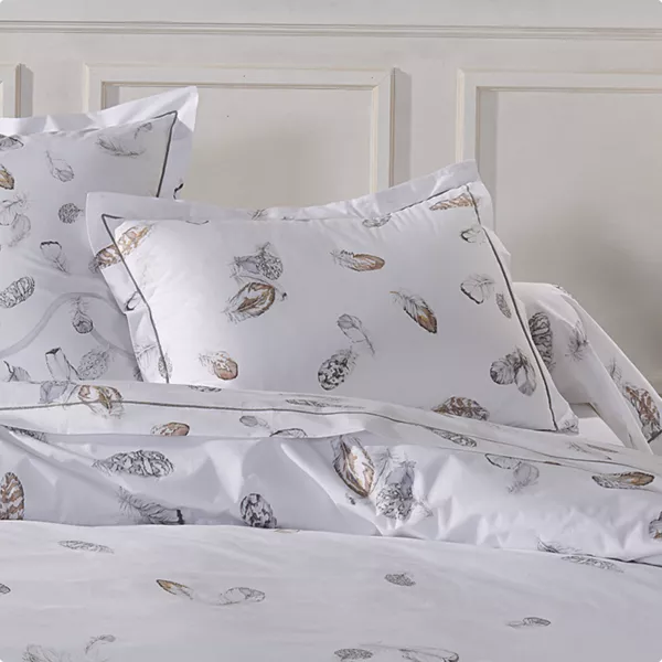 Rechteckiger Perkal-Kopfkissenbezug (50 x 70 cm) Plumes Wei�