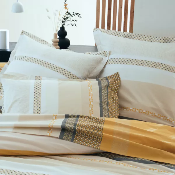 Federa cuscino letto quadrata percalle di cotone (65 x 65 cm) Marlow Giallo
