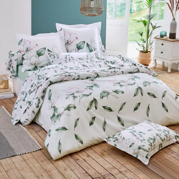 Housse de couette percale de coton (240 x 220 cm) Magnolia Vert sauge