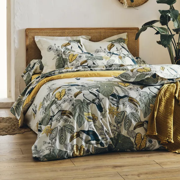 Housse de couette coton lav� (260 x 240 cm) Toco Verte