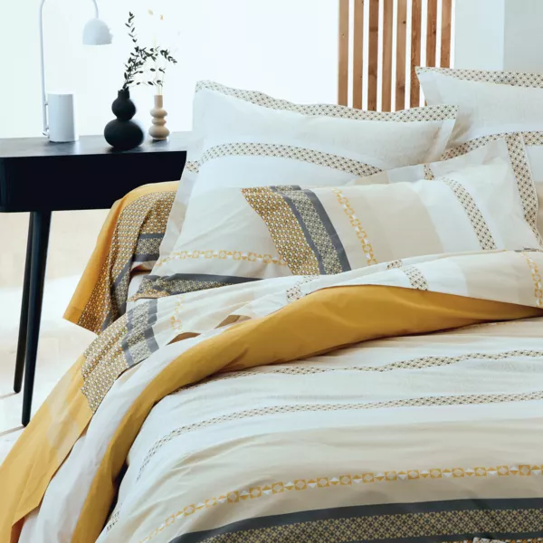 Funda de almohada en percal de algod�n (L200 cm) Marlow Amarillo