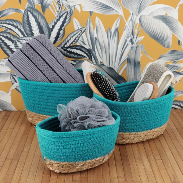 Set di 3 cesti portaoggetti Timeless Verde caraibi
