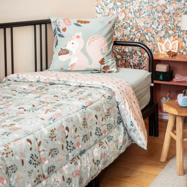 Edred�n n�rdico estampado para ni�o y su funda de almohada (140 x 200 cm) Tamia Multicolor