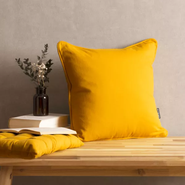 Coussin carr� coton (40 x 40 cm) Pixel Jaune moutarde