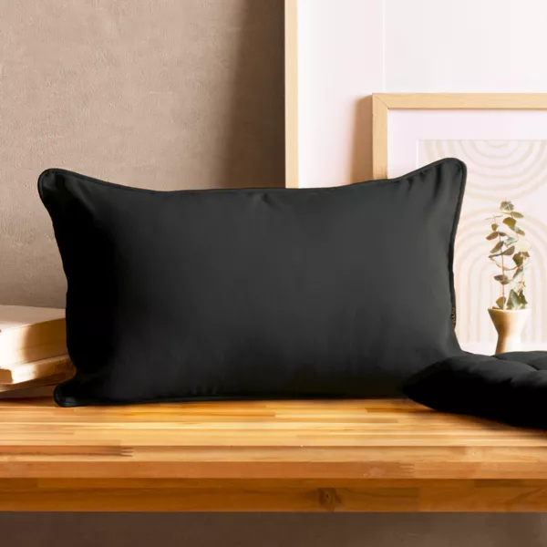 Coussin rectangulaire coton (30 x 50 cm) Pixel Noir
