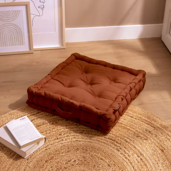 Cojín de suelo en algodón (50 x 50 cm) Pixel Terracota