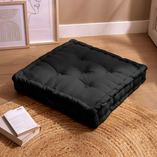 Coj�n de suelo en algod�n (60 x 60 cm) Pixel Negro