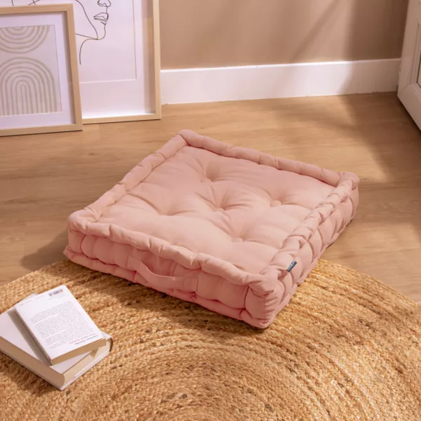 Coussin de sol coton (50 x 50 cm) Pixel Rose p�che