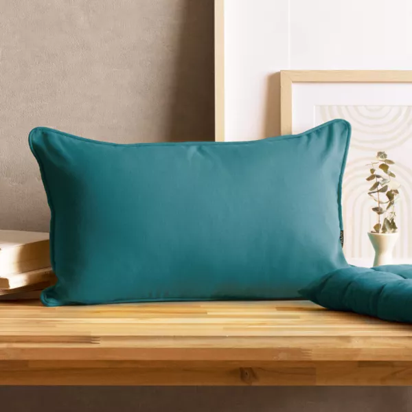 Coussin rectangulaire coton (30 x 50 cm) Pixel Bleu canard