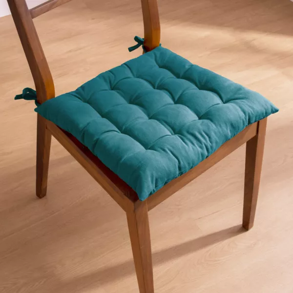 Coussin de chaise carr� coton (40 x 40 cm) Pixel Bleu canard