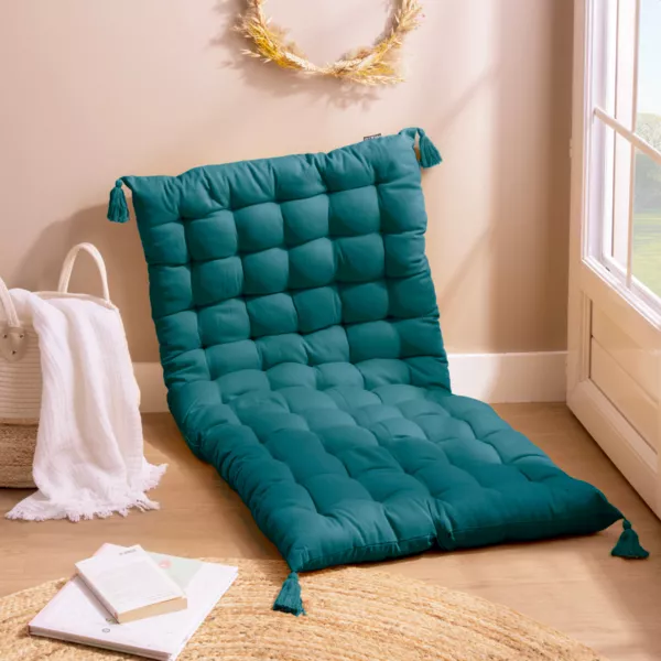 Matelas de sol coton (120 x 60 cm) Pixel Bleu canard