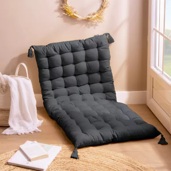 Matelas de sol coton (120 x 60 cm) Pixel Gris anthracite