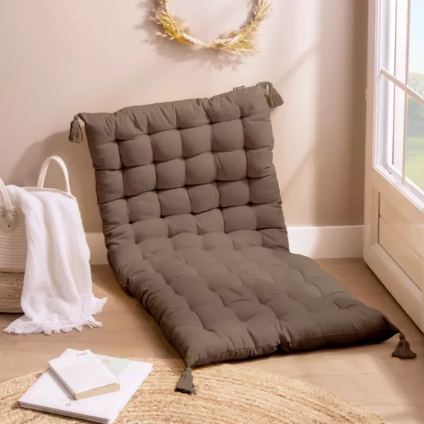Matelas de sol coton (120 x 60 cm) Pixel Taupe