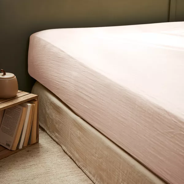 Drap housse gaze de coton (90 x 200 cm) Ga�a Rose poudr�