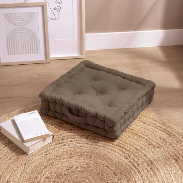 Coussin de sol coton (40 x 40 cm) Pixel Taupe
