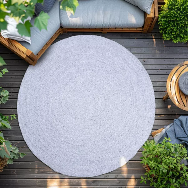 Tapis d'extérieur rond (D160 cm) Pablo Noir cendré