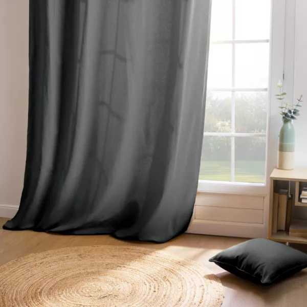 Gardin i bomuld (140 x 260 cm) Pixel Antracitgr�