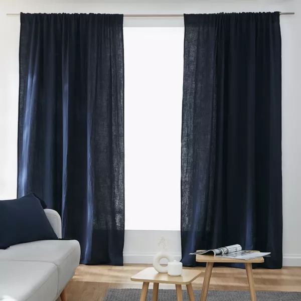 Overgordijn met gefronste band Katoengaas (180 x 240 cm) Ga�a Nachtblauw