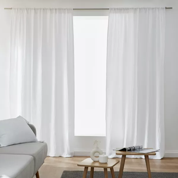 Rideau gaze de coton galon fronceur (180 x 240 cm) Ga�a Blanc chantilly