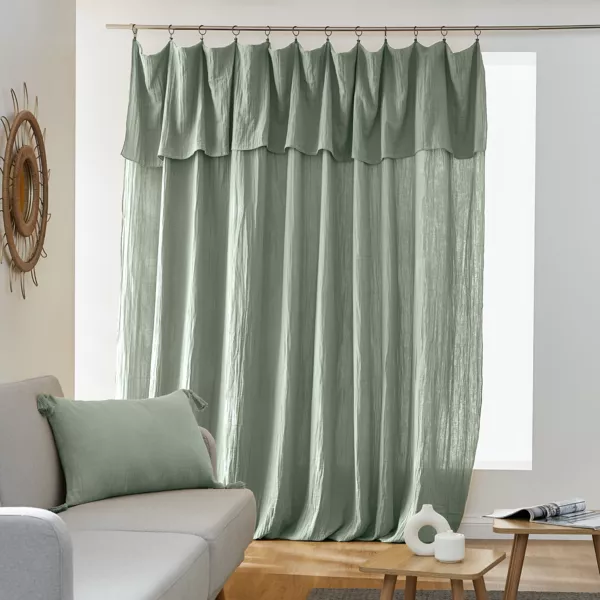 Overgordijn verstelbaar Katoengaas (280 x max 300 cm) Ga�a Eucalyptus groen