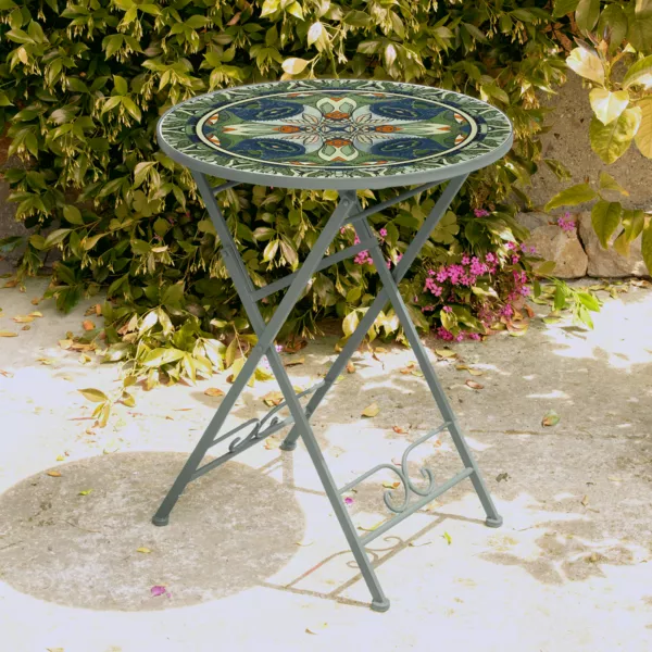 Bistrotafel rond mozaiek klapbaar Canc�n - Groen