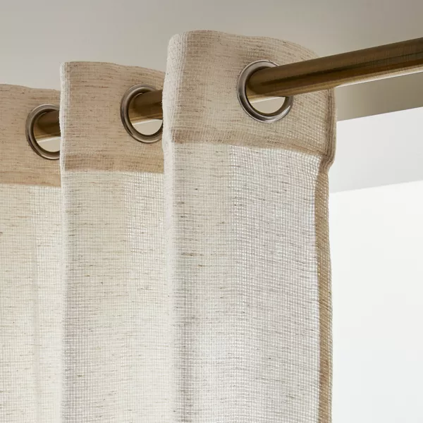 Vitrage linnen-effect met ringen (140 x 240 cm) Luca Beige