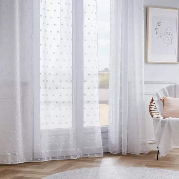 Gardine mit �sen & Pompons (180 x 240 cm) Emie Wei�