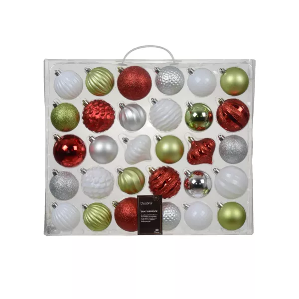 Kit de decoraci�n de �rbol de Navidad Ag�na Verde, blanco y rojo