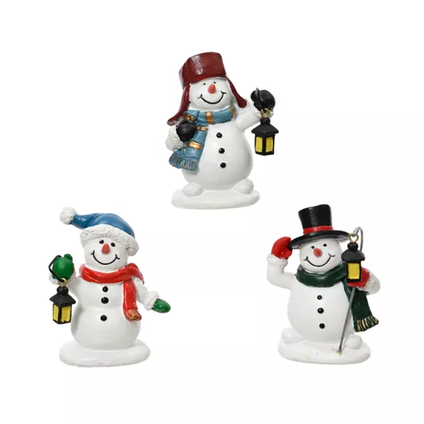 Lot de 3 Bonhommes de Neige (H6,5 cm) Joyeux pour village