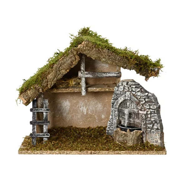 Crèche de Noël vide avec fontaine (H24 cm) Sainte-Albane