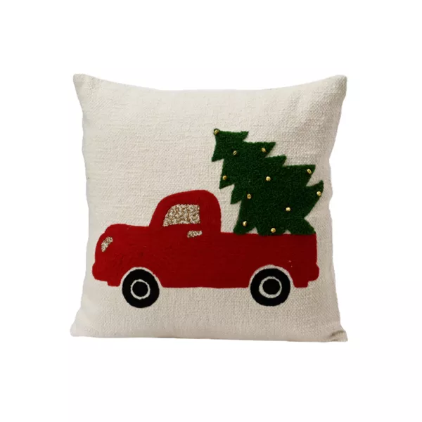 Cuscino di Natale quadrato in cotone (45 x 45 cm) Allegro Furgoncino