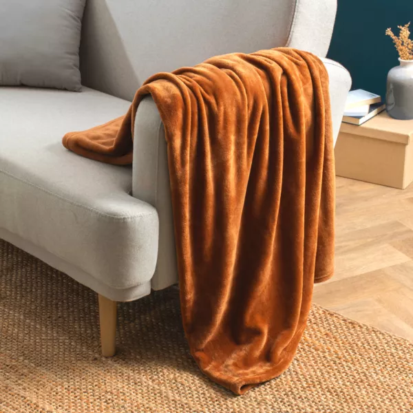Plaid doux flanelle (125 x 150 cm) Didou Cuivre
