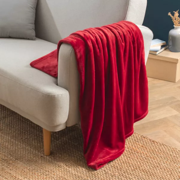 Plaid doux flanelle (125 x 150 cm) Didou Rouge 