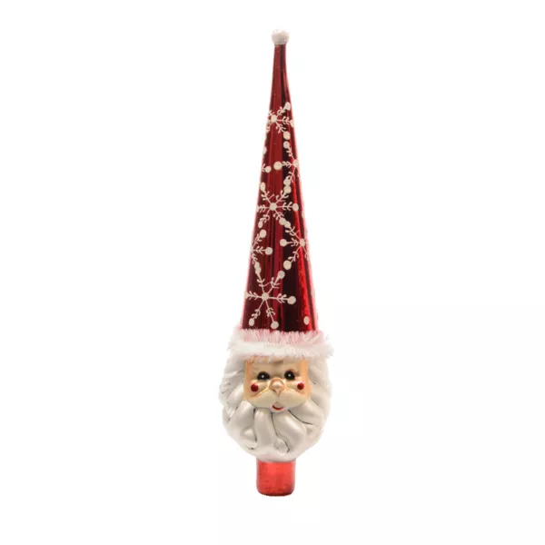 Puntale dell'albero di Natale in vetro Babbo Natale Felice