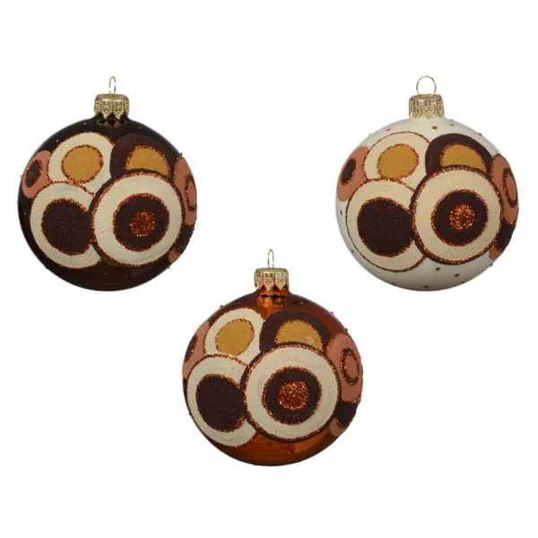 Set van 6 kerstballen van glas (D80 mm) Retro Zwart truffel en pompoen