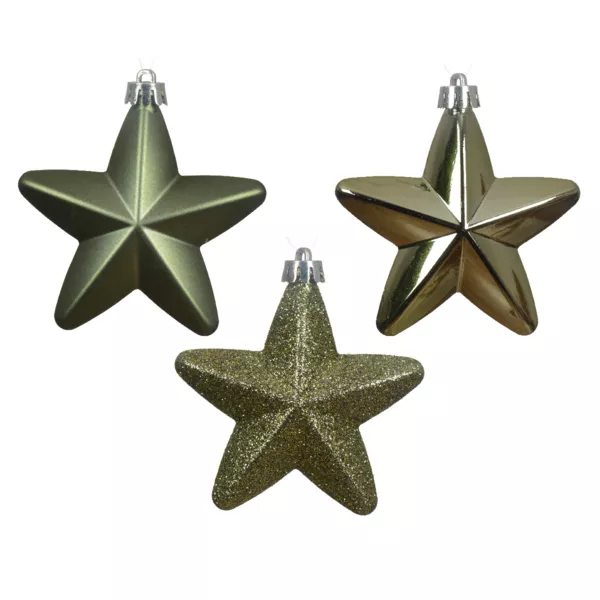 Lote de 6 estrellas de Navidad para colgar (H7 cm) Verde Alpine romero