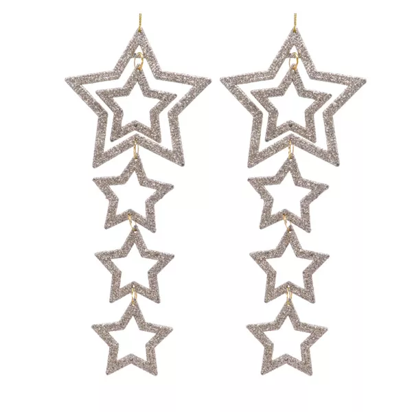 Set di 2 stelle di Natale da appendere (7.5 cm) Cassiop�a Champagne
